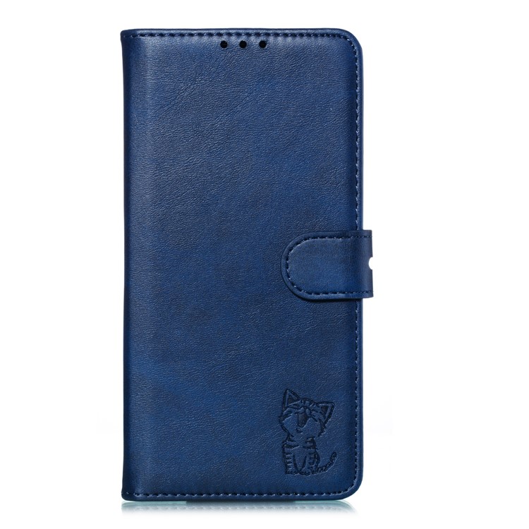 Imprinted Cat Pattern Leather Wallet Stand Case for Xiaomi Redmi Note 8 - Blue-2