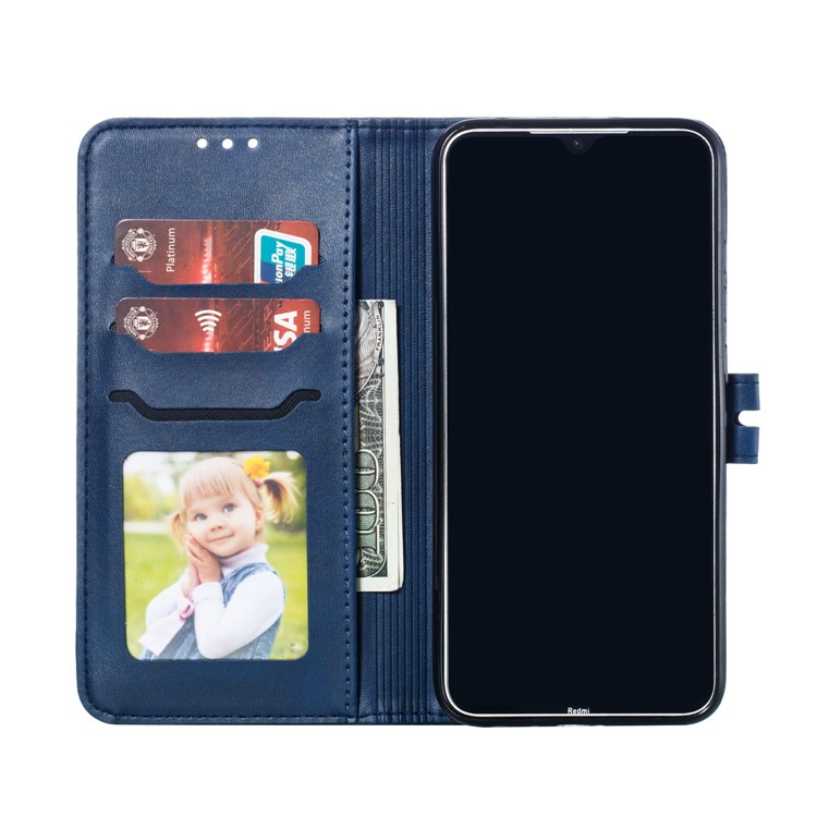 Imprinted Cat Pattern Leather Wallet Stand Case for Xiaomi Redmi Note 8 - Blue-4