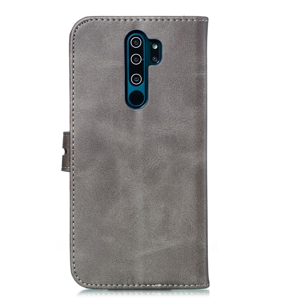 Imprinted Cat Pattern Leather Wallet Stand Case for Xiaomi Redmi Note 8 Pro - Grey-3