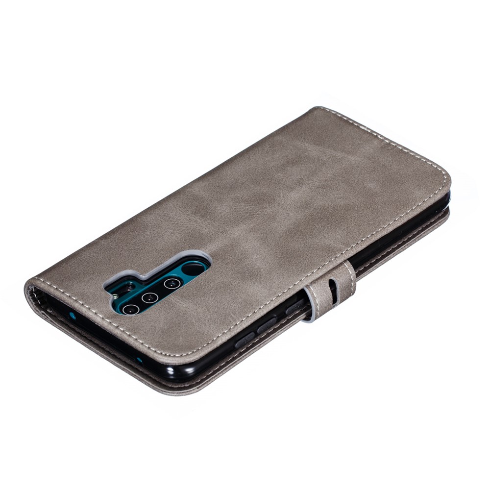 Imprinted Cat Pattern Leather Wallet Stand Case for Xiaomi Redmi Note 8 Pro - Grey-8