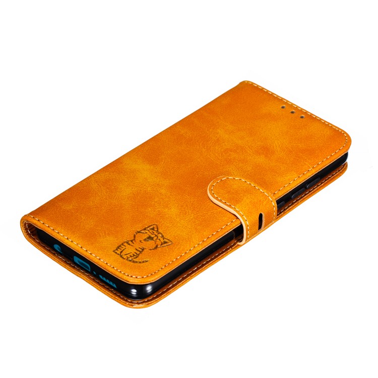 Imprinted Cat Pattern Leather Wallet Stand Case for Xiaomi Redmi Note 8 Pro - Brown-7