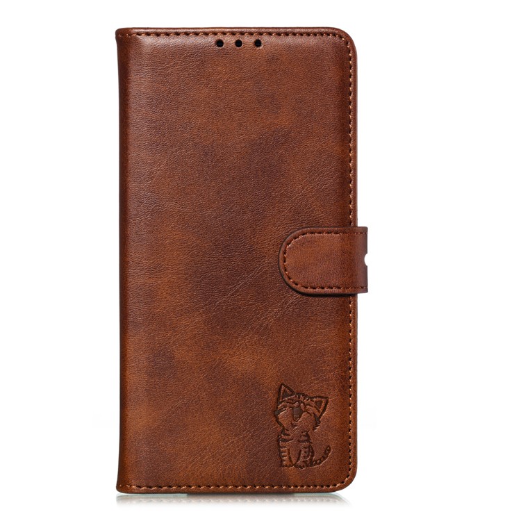 Imprinted Cat Pattern Leather Wallet Stand Case for Xiaomi Redmi Note 8 Pro - Coffee-2