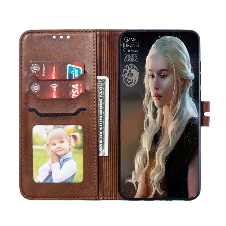 Imprinted Cat Pattern Leather Wallet Stand Case for Xiaomi Redmi Note 8 Pro - Coffee-4