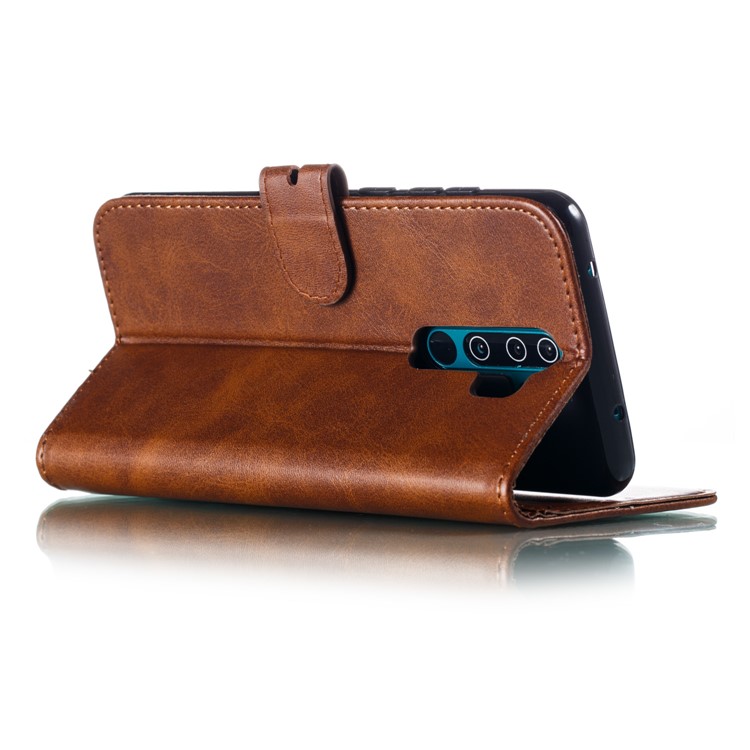 Imprinted Cat Pattern Leather Wallet Stand Case for Xiaomi Redmi Note 8 Pro - Coffee-5