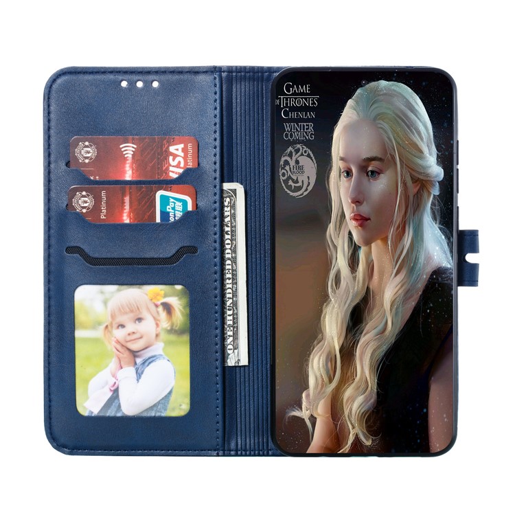 Imprinted Cat Pattern Leather Wallet Stand Case for Xiaomi Redmi Note 8 Pro - Blue-4