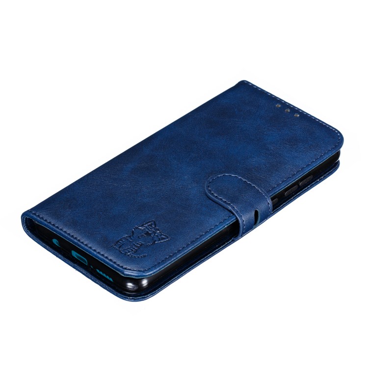 Imprinted Cat Pattern Leather Wallet Stand Case for Xiaomi Redmi Note 8 Pro - Blue-7