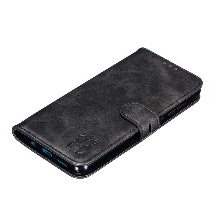 Imprinted Cat Pattern Leather Wallet Stand Case for Xiaomi Redmi Note 8 Pro - Black-7
