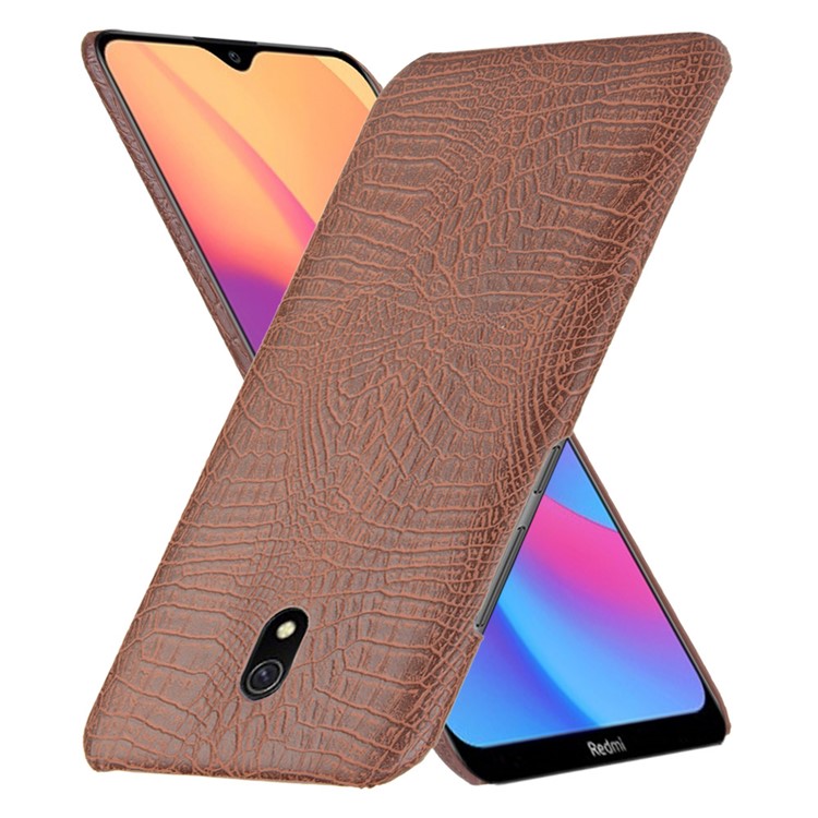 Crocodile Texture PU Leather Coated PC Phone Shell Casing for Xiaomi Redmi 8A - Brown-1