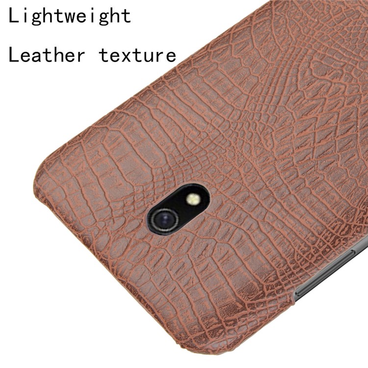 Crocodile Texture PU Leather Coated PC Phone Shell Casing for Xiaomi Redmi 8A - Brown-4