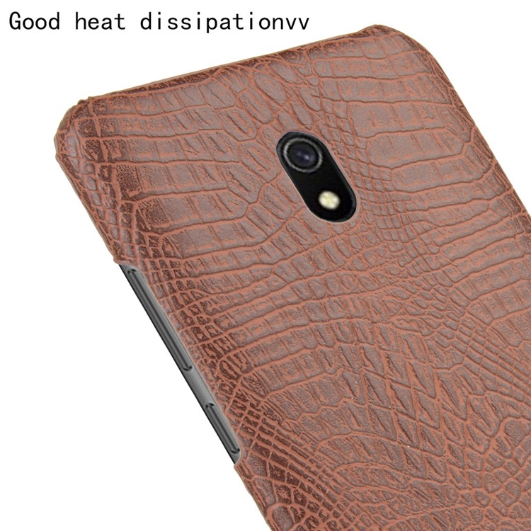 Crocodile Texture PU Leather Coated PC Phone Shell Casing for Xiaomi Redmi 8A - Brown-5