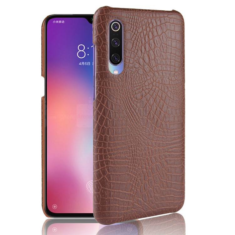 Crocodile Skin PU Leather Coated Hard PC Case Phone Shell for Xiaomi Mi 9 Pro/Mi 9 Pro 5G - Brown-1