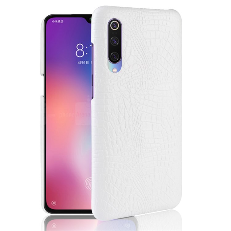 Crocodile Skin PU Leather Coated Hard PC Case Phone Shell for Xiaomi Mi 9 Pro/Mi 9 Pro 5G - White-1