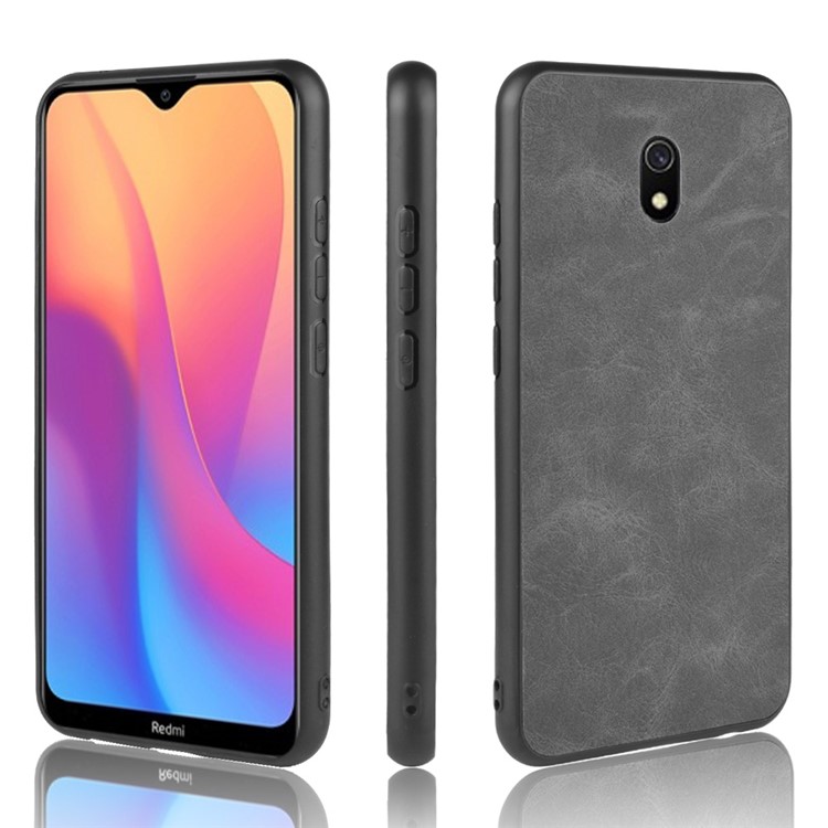 PU Leather Coated TPU + PC Casing Phone Shell for Xiaomi Redmi 8A - Black