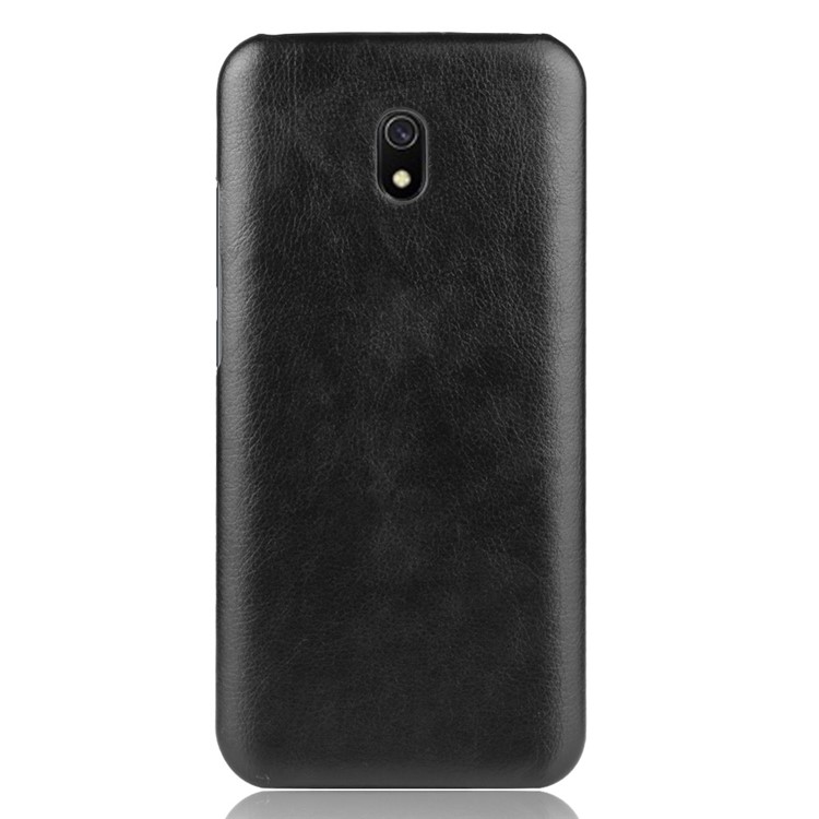 Litchi Skin Leather Coated Hard PC Case for Xiaomi Redmi 8A - Black-2