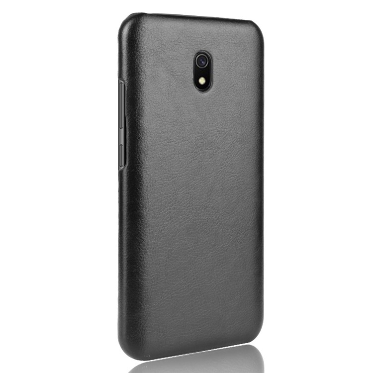 Litchi Skin Leather Coated Hard PC Case for Xiaomi Redmi 8A - Black-3
