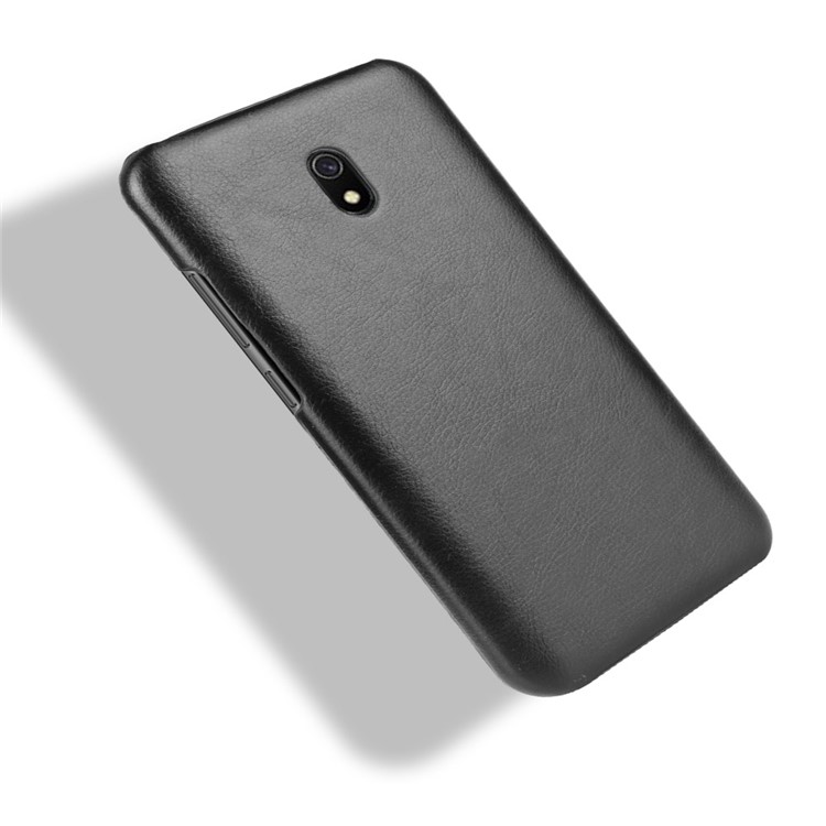 Litchi Skin Leather Coated Hard PC Case for Xiaomi Redmi 8A - Black-4