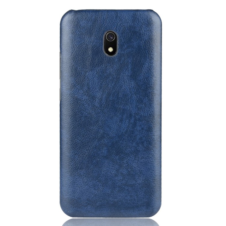 Litchi Skin Leather Coated Hard PC Case for Xiaomi Redmi 8A - Dark Blue-2