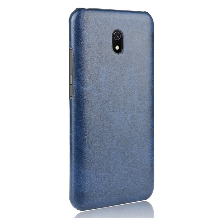 Litchi Skin Leather Coated Hard PC Case for Xiaomi Redmi 8A - Dark Blue-3