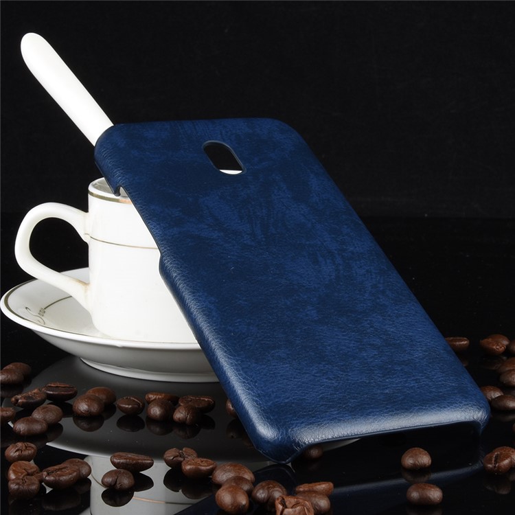 Litchi Skin Leather Coated Hard PC Case for Xiaomi Redmi 8A - Dark Blue-5