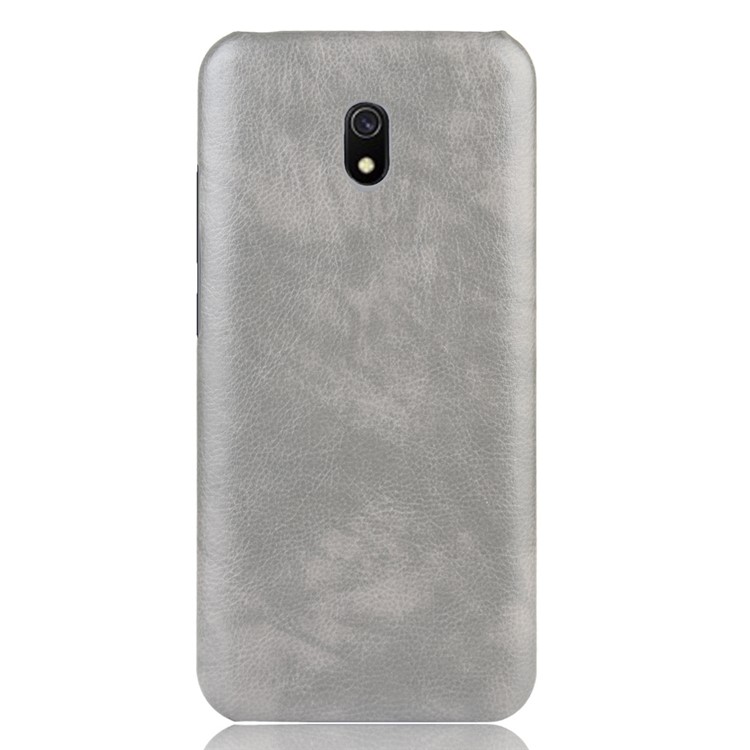 Litchi Skin Leather Coated Hard PC Case for Xiaomi Redmi 8A - Grey-2