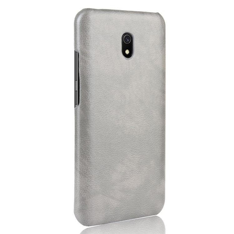 Litchi Skin Leather Coated Hard PC Case for Xiaomi Redmi 8A - Grey-3