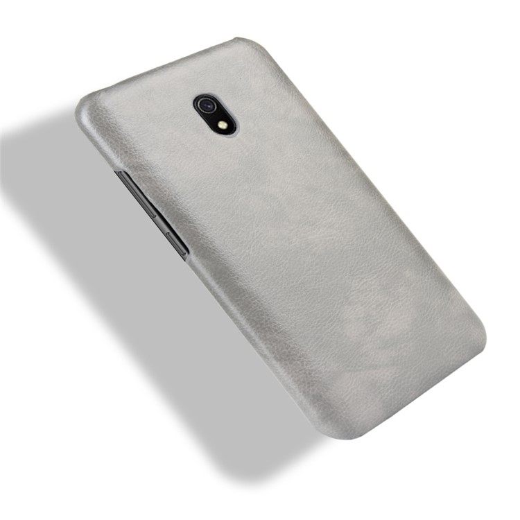 Litchi Skin Leather Coated Hard PC Case for Xiaomi Redmi 8A - Grey-4