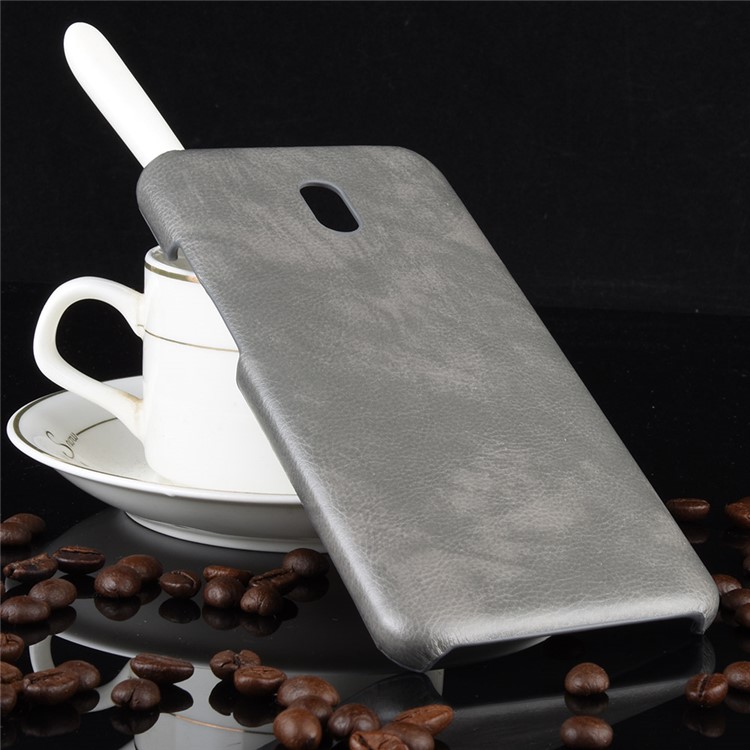 Litchi Skin Leather Coated Hard PC Case for Xiaomi Redmi 8A - Grey-5