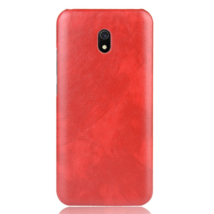 Cuir Peau Litchi Enduit Étui Rigide Pour PC Xiaomi Redmi 8A - Rouge-2