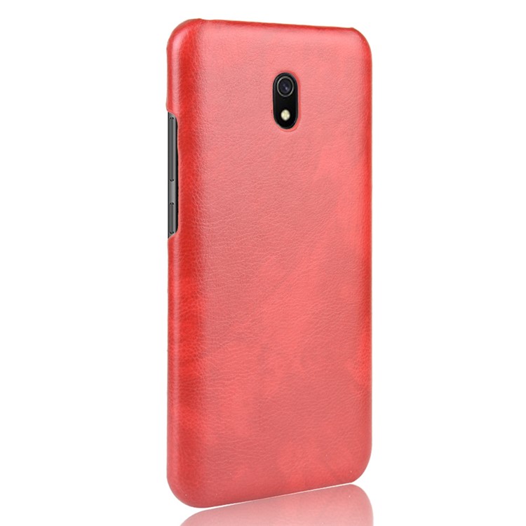 Cuir Peau Litchi Enduit Étui Rigide Pour PC Xiaomi Redmi 8A - Rouge-3