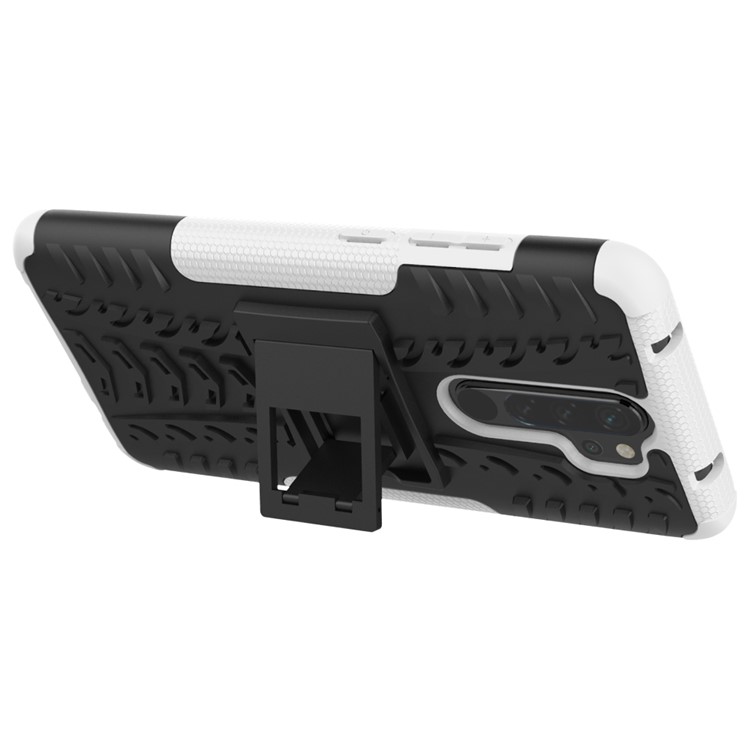 Stylish Dual-layer PC + TPU Casing Cover with Kickstand for Xiaomi Redmi Note 8 Pro - White-6