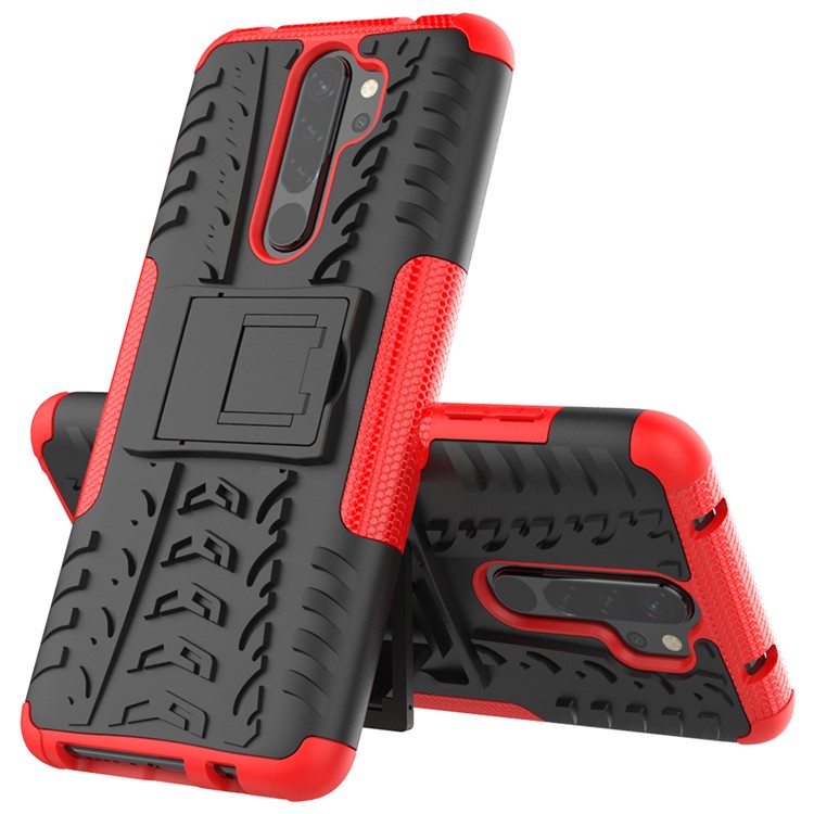 Stylish Dual-layer PC + TPU Casing Cover with Kickstand for Xiaomi Redmi Note 8 Pro - Red-2