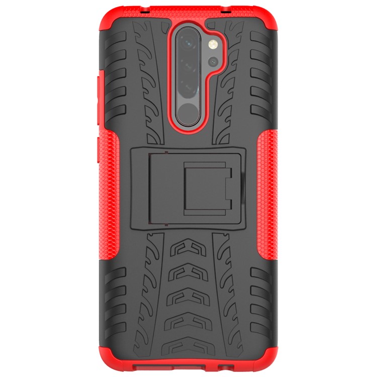 Stylish Dual-layer PC + TPU Casing Cover with Kickstand for Xiaomi Redmi Note 8 Pro - Red-3