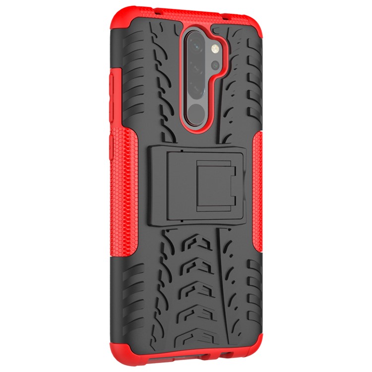 Stylish Dual-layer PC + TPU Casing Cover with Kickstand for Xiaomi Redmi Note 8 Pro - Red-5