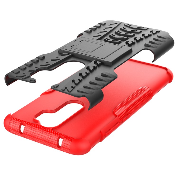 Stylish Dual-layer PC + TPU Casing Cover with Kickstand for Xiaomi Redmi Note 8 Pro - Red-8