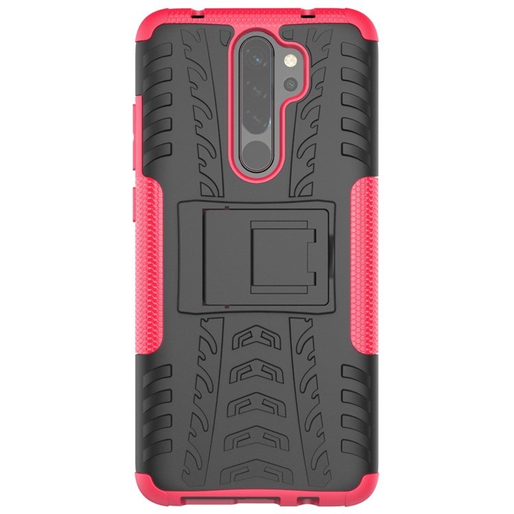 Stylish Dual-layer PC + TPU Casing Cover with Kickstand for Xiaomi Redmi Note 8 Pro - Rose-3
