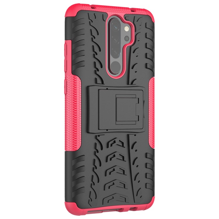 Stylish Dual-layer PC + TPU Casing Cover with Kickstand for Xiaomi Redmi Note 8 Pro - Rose-5