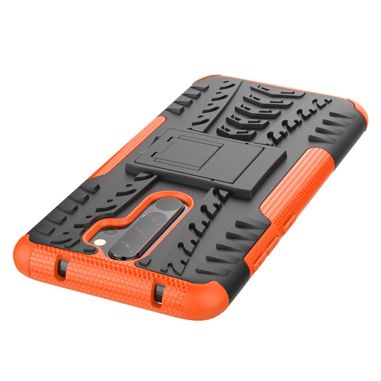 Tampa Elegante de Caixa de Camada Dupla PC + TPU Com Kickstand Para Xiaomi Redmi Note 8 Pro - Laranja