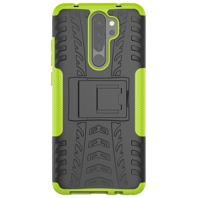 Stylish Dual-layer PC + TPU Casing Cover with Kickstand for Xiaomi Redmi Note 8 Pro - Green-3