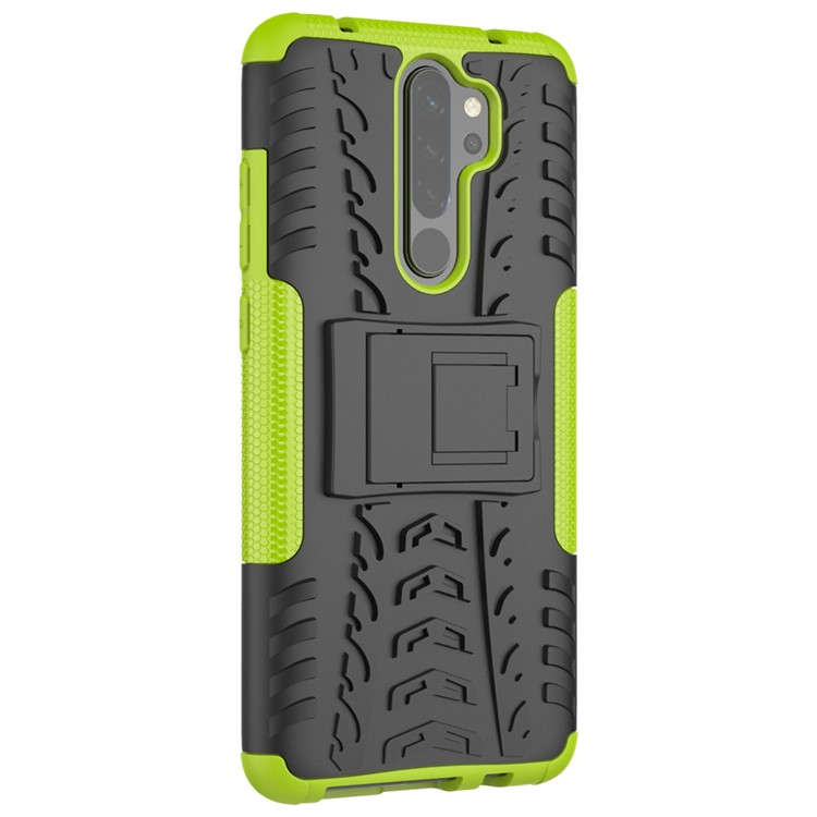 Stylish Dual-layer PC + TPU Casing Cover with Kickstand for Xiaomi Redmi Note 8 Pro - Green-5