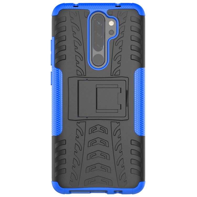 Stylish Dual-layer PC + TPU Casing Cover with Kickstand for Xiaomi Redmi Note 8 Pro - Blue-3