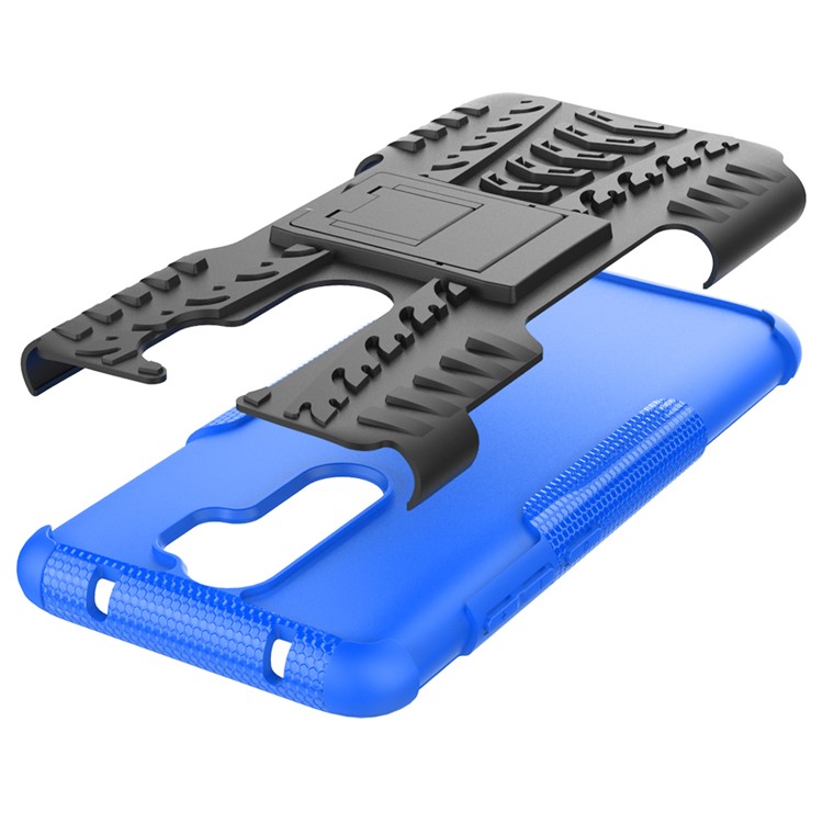 Stylish Dual-layer PC + TPU Casing Cover with Kickstand for Xiaomi Redmi Note 8 Pro - Blue-8
