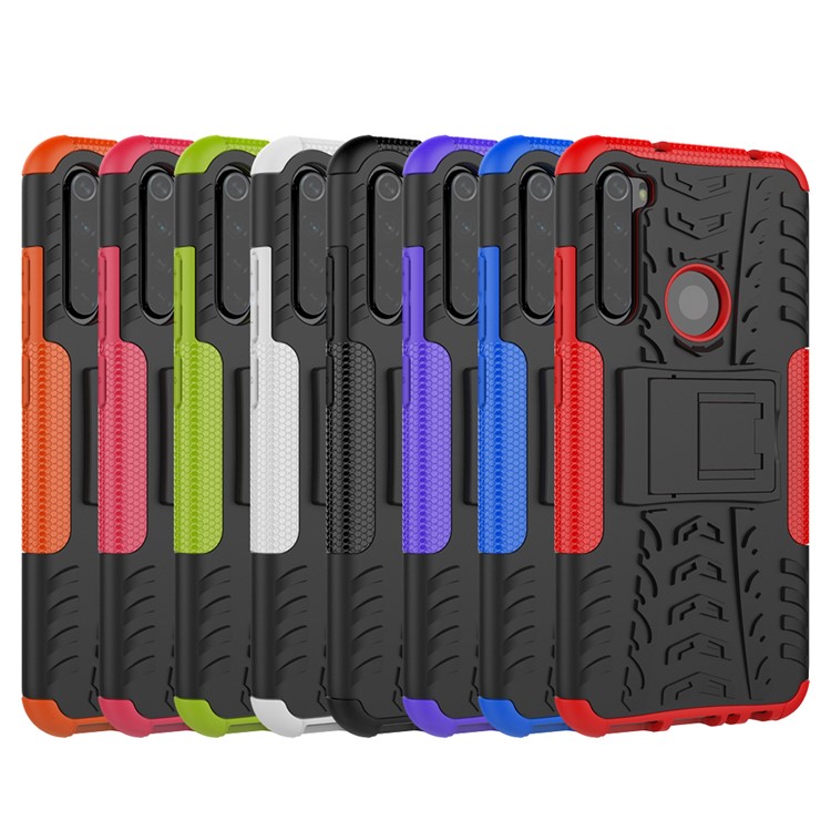 Cool Tyre Hybrid PC + TPU Cover Shell with Kickstand for Xiaomi Redmi Note 8 - Black-10