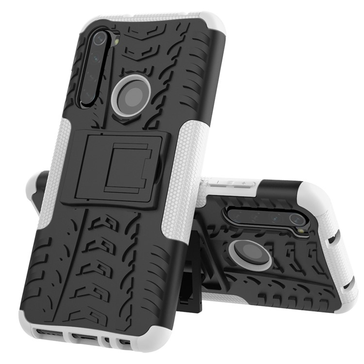 Cool Tyre Hybrid PC + TPU Cover Shell with Kickstand for Xiaomi Redmi Note 8 - White-2