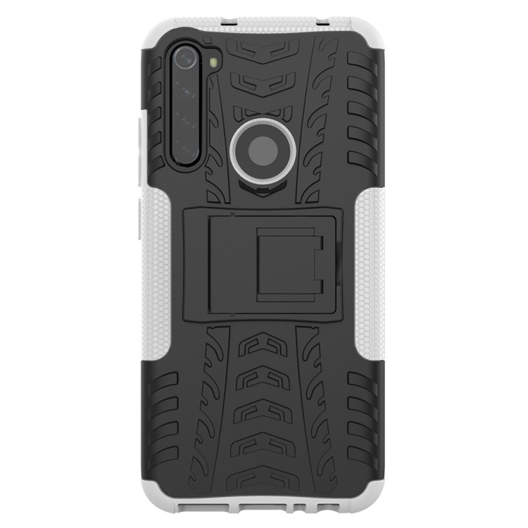 Cool Tyre Hybrid PC + TPU Cover Shell with Kickstand for Xiaomi Redmi Note 8 - White-3