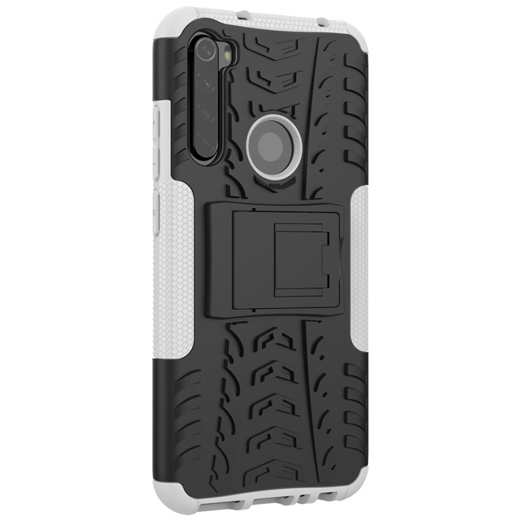 Cool Tyre Hybrid PC + TPU Cover Shell with Kickstand for Xiaomi Redmi Note 8 - White-5