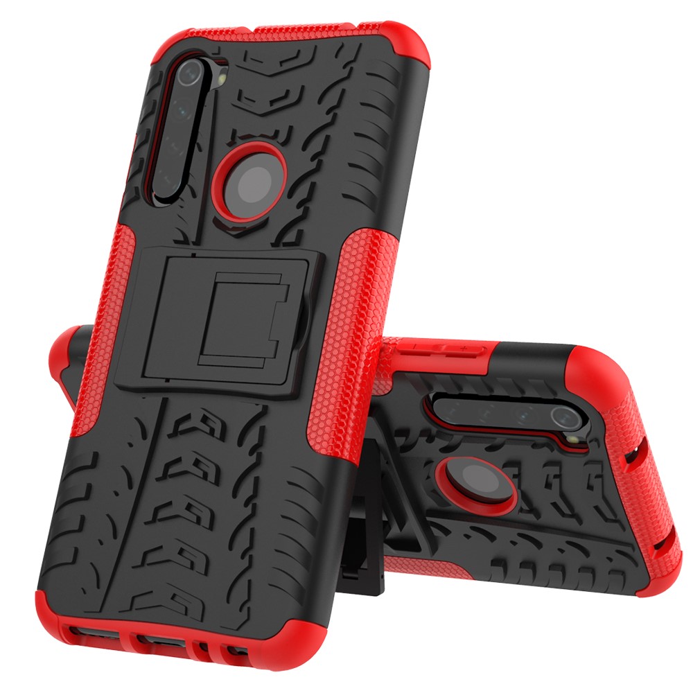 Cool Tyre Hybrid PC + TPU Cover Shell with Kickstand for Xiaomi Redmi Note 8 - Red-2