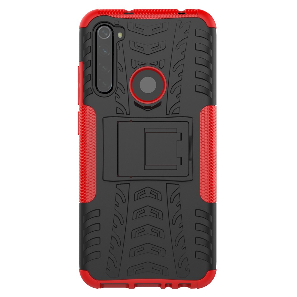 Cool Tyre Hybrid PC + TPU Cover Shell with Kickstand for Xiaomi Redmi Note 8 - Red-3