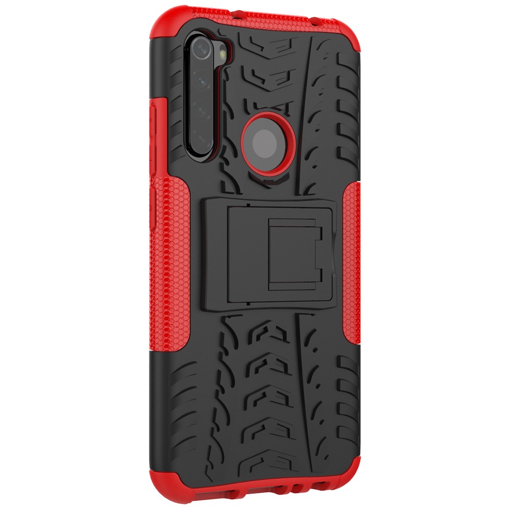 Cool Tyre Hybrid PC + TPU Cover Shell with Kickstand for Xiaomi Redmi Note 8 - Red-5