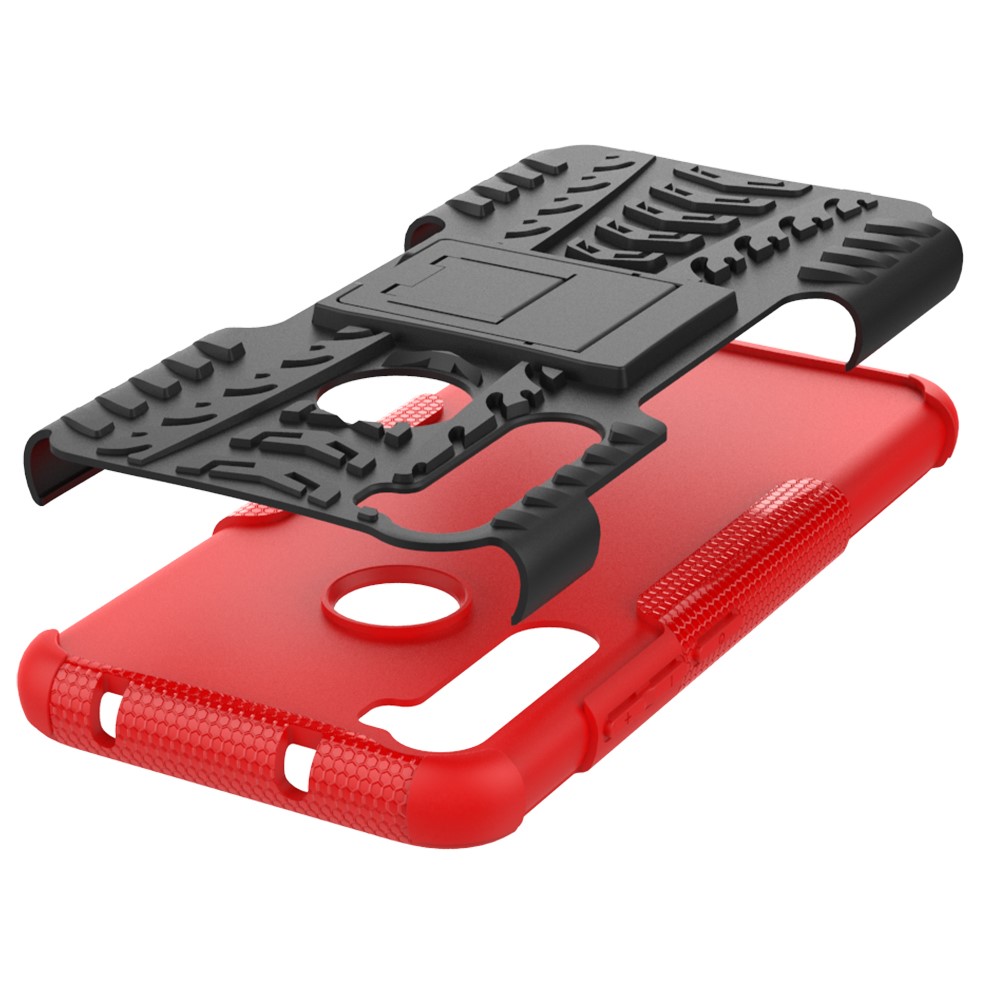 Cool Tyre Hybrid PC + TPU Cover Shell with Kickstand for Xiaomi Redmi Note 8 - Red-8