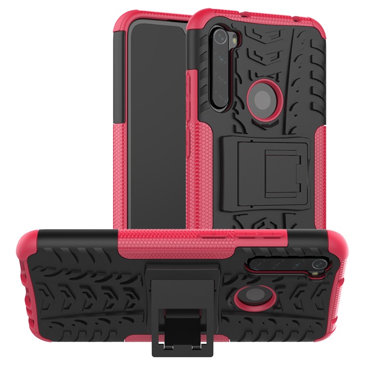 Cool Tyre Hybrid PC + TPU Cover Shell with Kickstand for Xiaomi Redmi Note 8 - Rose-1